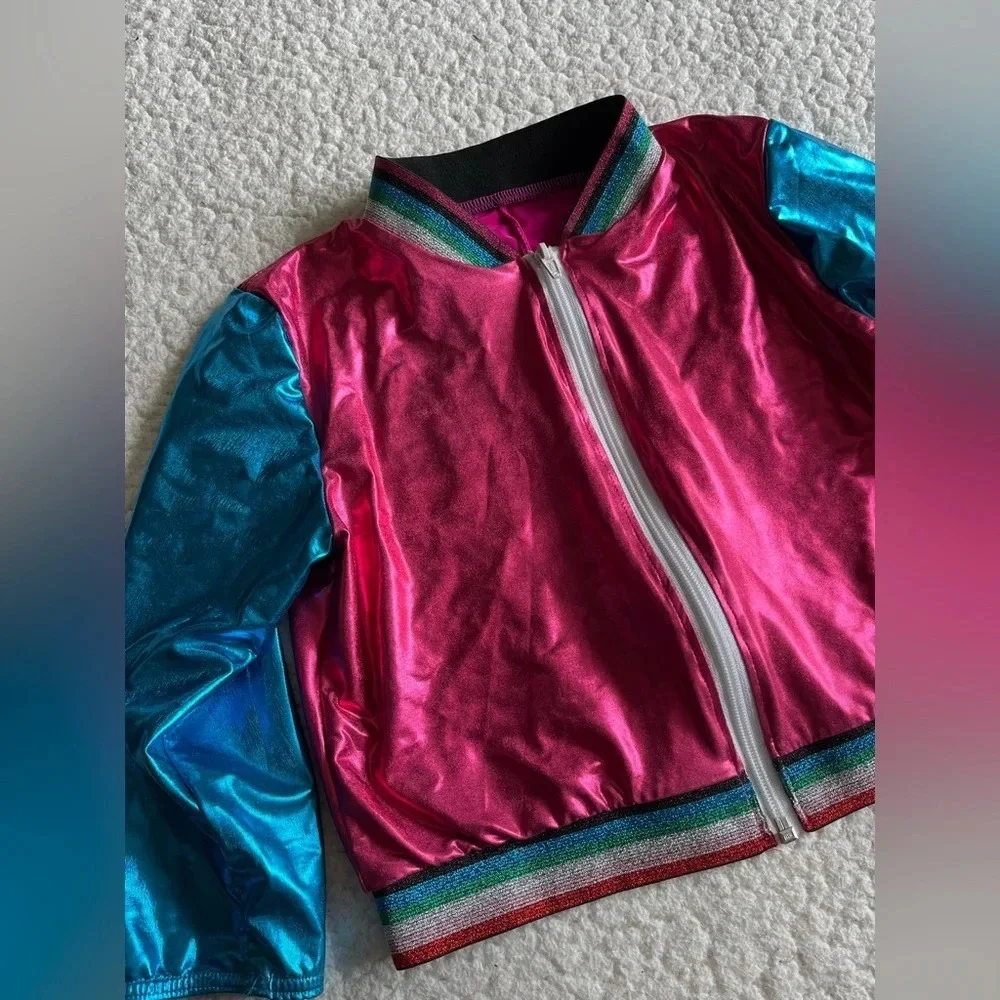 Weissman dance costume jacket, glittery pink and blue. Size MC